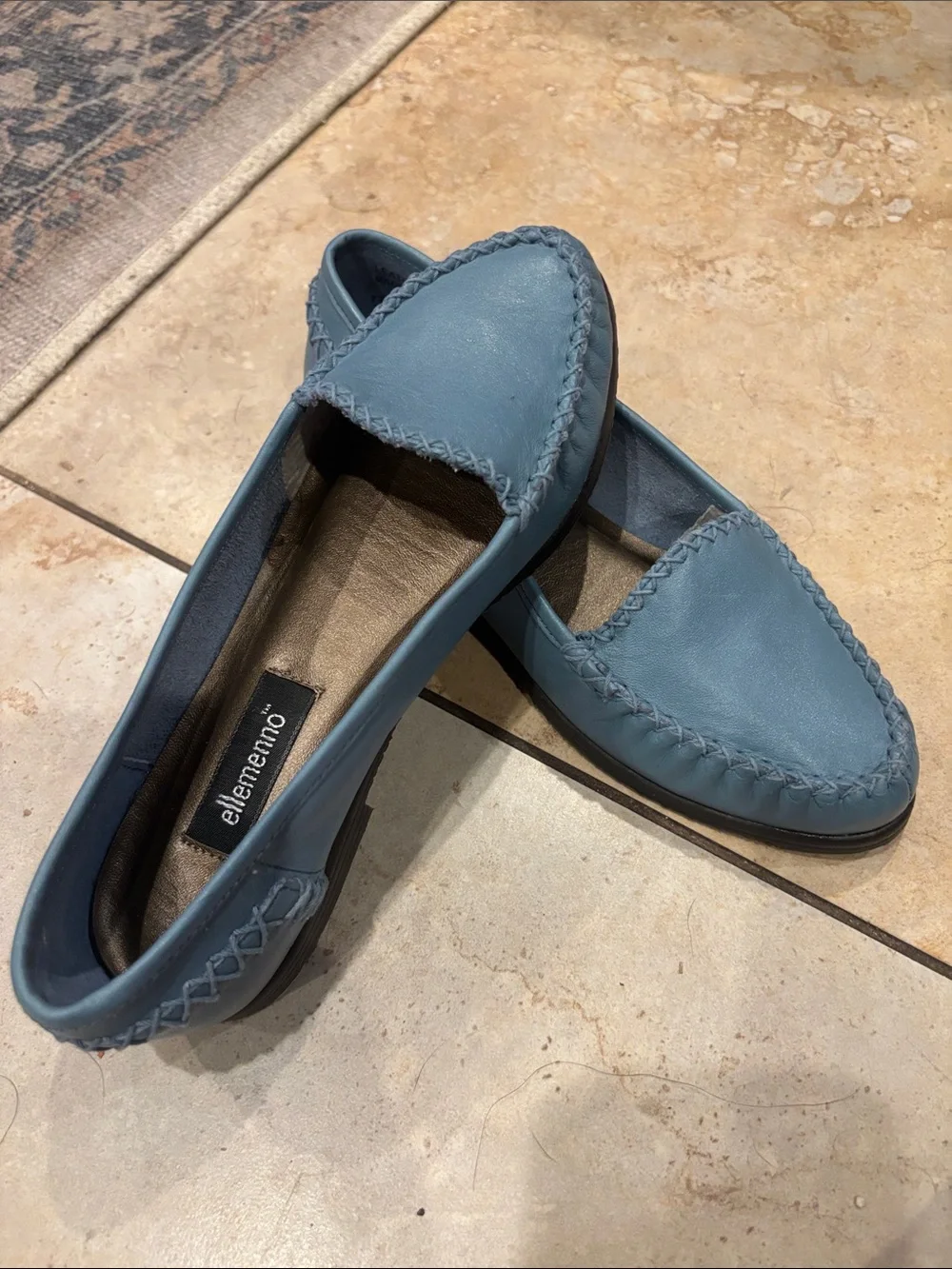 Ellemenno Manitoba II Blue Leather Slip-On Loafers size 5.5